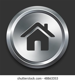 House Icon on Metal Internet Button Original Vector Illustration