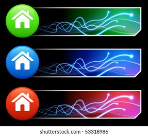 House Icon on  Multi Colored Button Set Original Illustration
