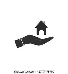 Icono de la casa en el estilo plano de la palma, ilustración vectorial
