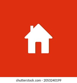 house icon on red background, vector illustration