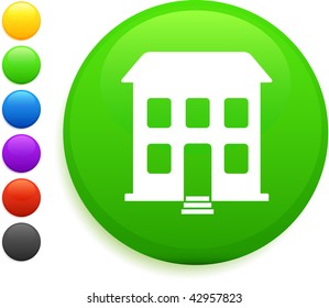 house icon on round internet button original vector illustration 6 color versions included