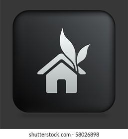 House Icon on Square Black Internet Button Original Illustration