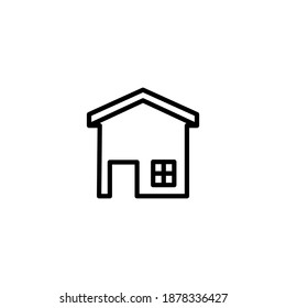 Un icono de casa con una puerta y una ventana