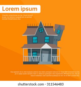 House Icon Orange Halloween Flat Vector Illustration