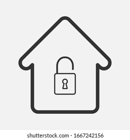 Icono de la casa, vector de diseño de esquema en segundo plano