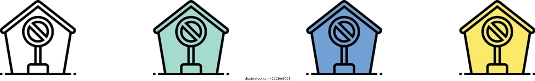 house icon. Outline, Green, Blue and Yellow Style Design Isolated On White Background