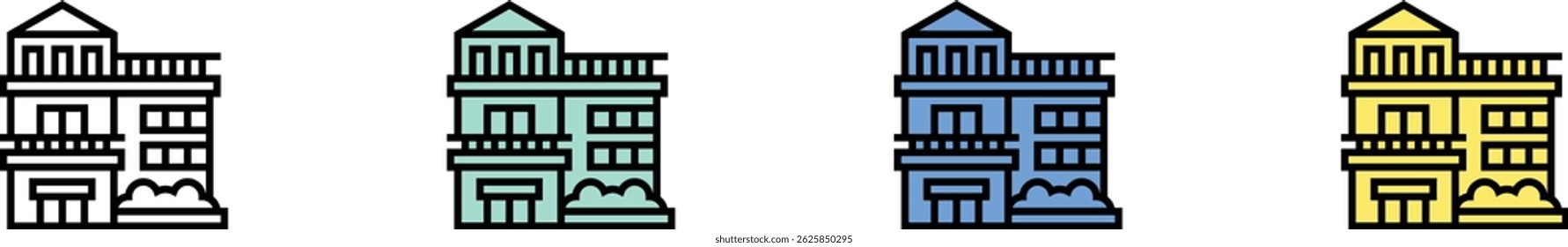 house icon. Outline, Green, Blue and Yellow Style Design Isolated On White Background