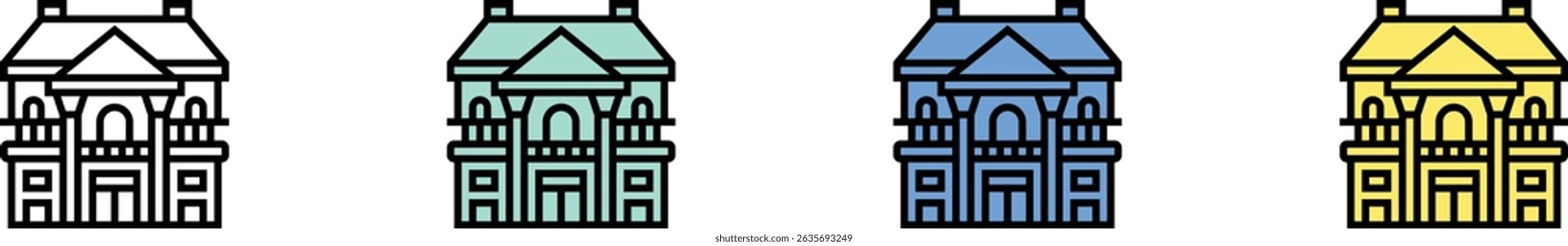 house icon. Outline, Green, Blue and Yellow Style Design Isolated On White Background