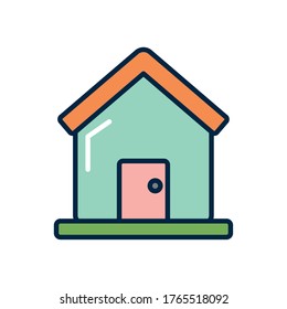 house icon over white background, line color style, vector illustration