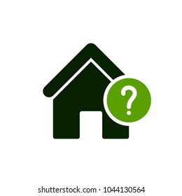 House icon with question mark. House icon and help, how to, info, query symbol. Vector icon