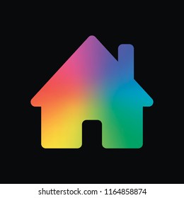 house icon. Rainbow color and dark background