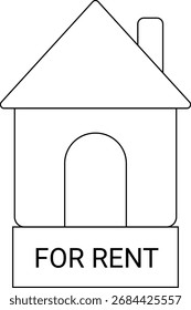 house icon and for rent icon with white background.with black lines