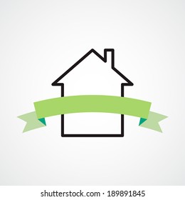 House icon with ribbon