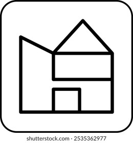 ilustração em preto arredondado com ícone de casa