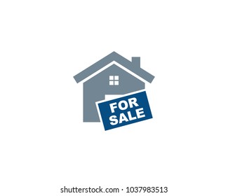 House Icon With For Sale Label Sign Vector Logo Template