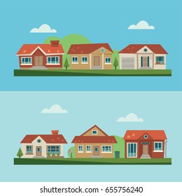 house icon scene, flat, eps 8, no transparencies