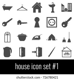 House. Icon set 1. Gray icons on white background.