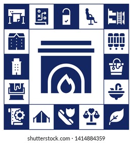 house icon set. 17 filled house icons.  Simple modern icons about  - Plotter, Apartments, Building, Fireplace, Paint, Room divider, Bucket, Sink, Planning, Tent, Doorknob, Insurance