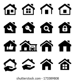 house icon set, black color, for business