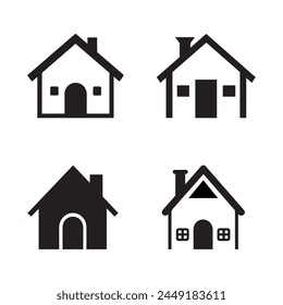 House icon set. Black House icon set on white background. Vector illustration