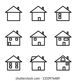 House Icon Set Black White Vector Stock Vector (Royalty Free ...