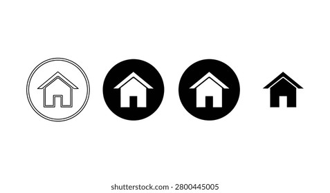 House Icon Set Black And White Circular And Standalone Versions