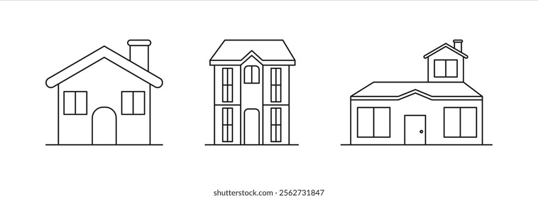 house icon set. building architecture icon. vector illustration