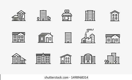 House icon set. Building, building symbol. Vector illustration