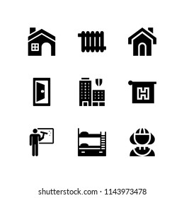house icon set with bunk, hotel and door vector icons for web and graphic design