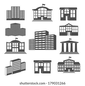 House icon set. Business buildings