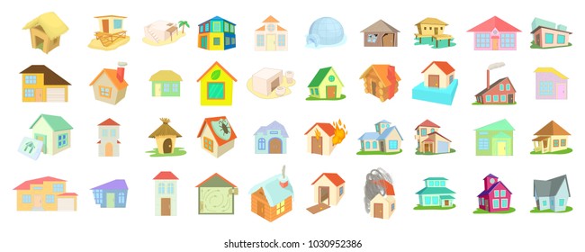 House icon set. Cartoon set of house vector icons for web design isolated on white background