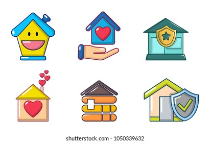 House icon set. Cartoon set of house vector icons for web design isolated on white background