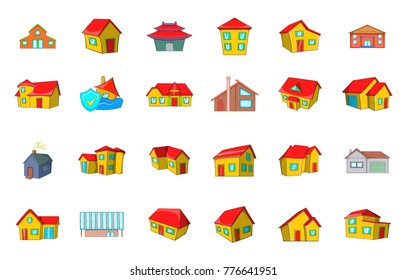 House icon set. Cartoon set of house vector icons for web design isolated on white background
