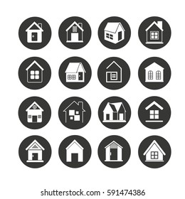 house icon set in circle buttons
