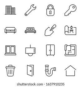 House icon set. Collection of high-quality black outline logo for web site design and mobile apps. Vector illustration on a white background.
