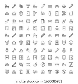 Conjunto de iconos de la casa. Colección de logotipo de esquema negro de alta calidad para diseño de sitios web y aplicaciones móviles. Ilustración vectorial en fondo blanco.
