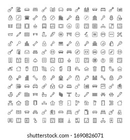 Conjunto de iconos de la casa. Colección de logotipo de esquema negro de alta calidad para diseño de sitios web y aplicaciones móviles. Ilustración vectorial en fondo blanco.