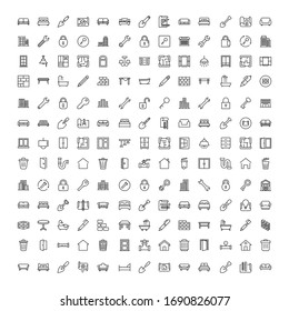 Conjunto de iconos de la casa. Colección de logotipo de esquema negro de alta calidad para diseño de sitios web y aplicaciones móviles. Ilustración vectorial en fondo blanco.