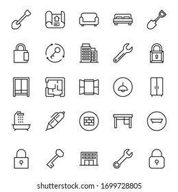 House icon set. Collection of high-quality black outline logo for web site design and mobile apps. Vector illustration on a white background.