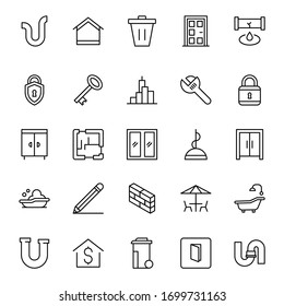Conjunto de iconos de la casa. Colección de logotipo de esquema negro de alta calidad para diseño de sitios web y aplicaciones móviles. Ilustración vectorial en fondo blanco.