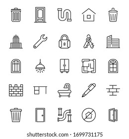 House icon set. Collection of high-quality black outline logo for web site design and mobile apps. Vector illustration on a white background.