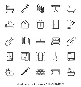 Juego de iconos de la casa. Colección de logotipo de esquema negro de alta calidad para diseño de sitios web y aplicaciones móviles. Ilustración vectorial en un fondo blanco.
