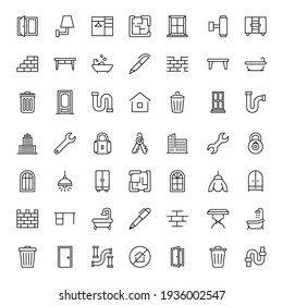 Juego de iconos de la casa. Colección de logotipo de esquema negro de alta calidad para diseño de sitios web y aplicaciones móviles. Ilustración vectorial en un fondo blanco.