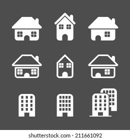 house icon set, each icon is a single object (compound path), vector eps10