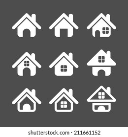 house icon set, each icon is a single object (compound path), vector eps10