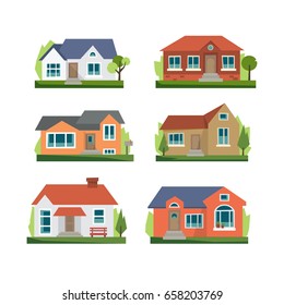 house icon set, flat, eps 8, no transparencies