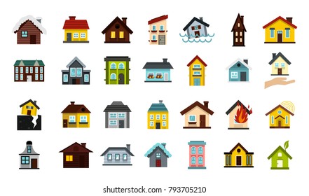 House icon set. Flat set of house vector icons for web design isolated on white background