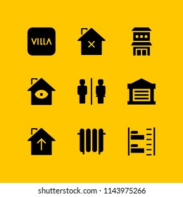 House Icon Set With Garage, Toilets And Duplex Vector Icons For Web And Graphic Design