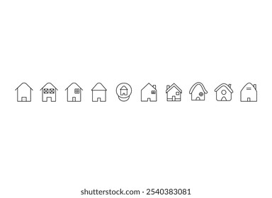 House icon set. Set of icon home black and whaite line vector