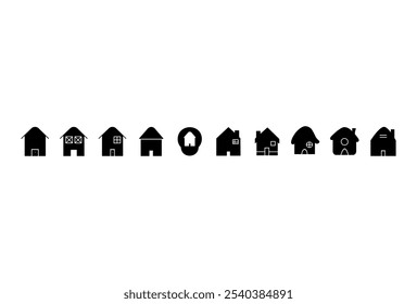 House icon set. Set of icon home black and whaite line vector solid icon